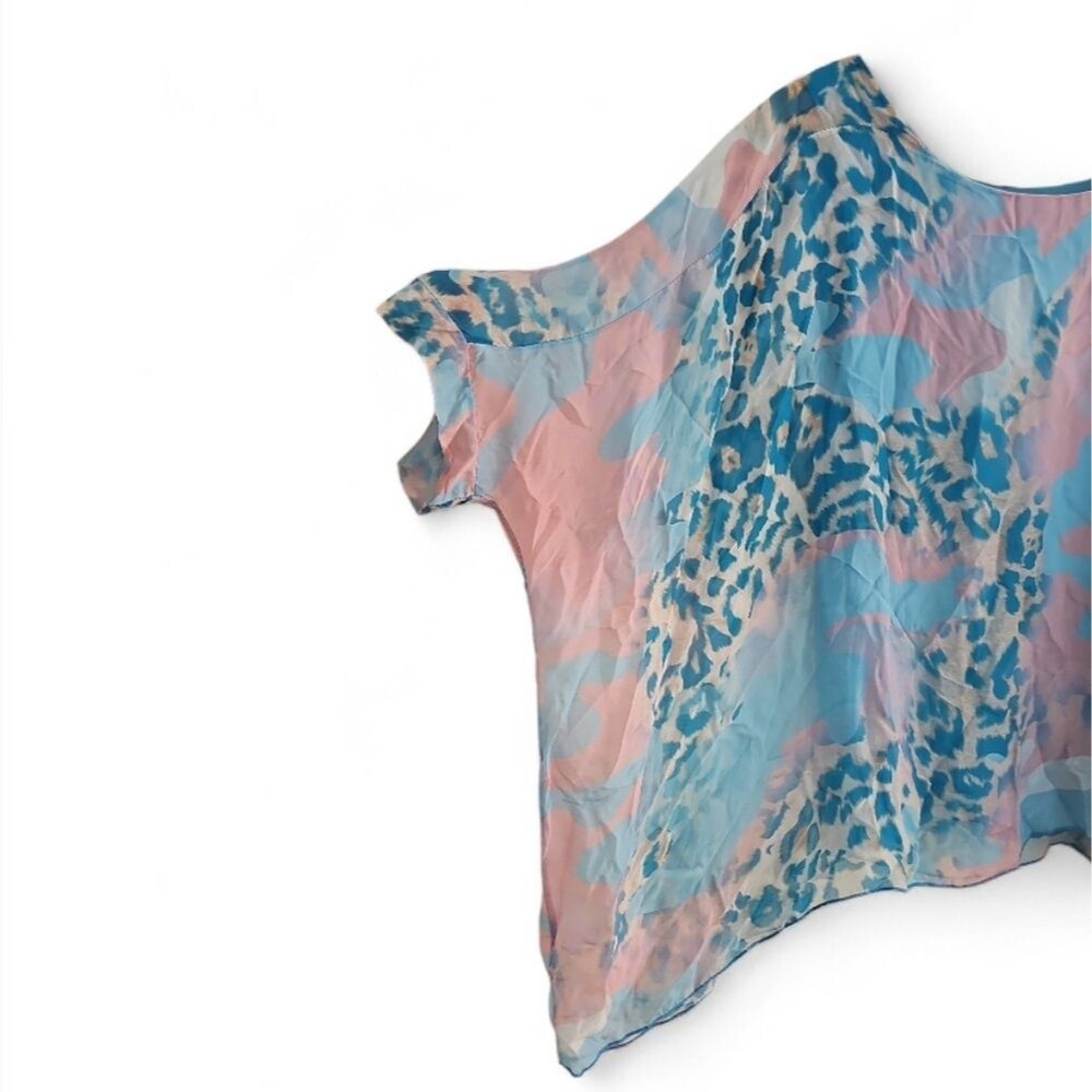 Italian Silk Poncho Top Tank Set Gigi Moda Made in Italy Resort Blouse Sz S - Picture 3 of 16